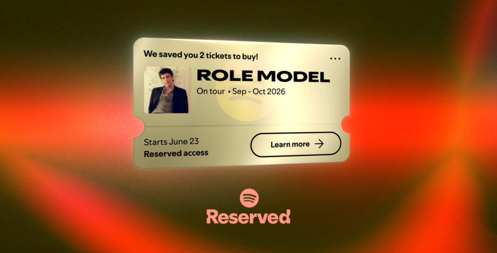 Spotify estreia sistema de ingressos reservados para superfãs na nova turnê de Role Model